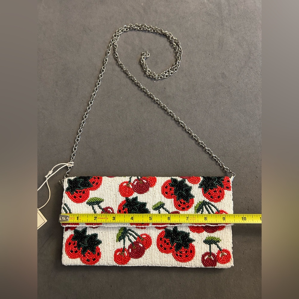 NWT! Cherry & Strawberry Beaded Clutch - Picture 6 of 7